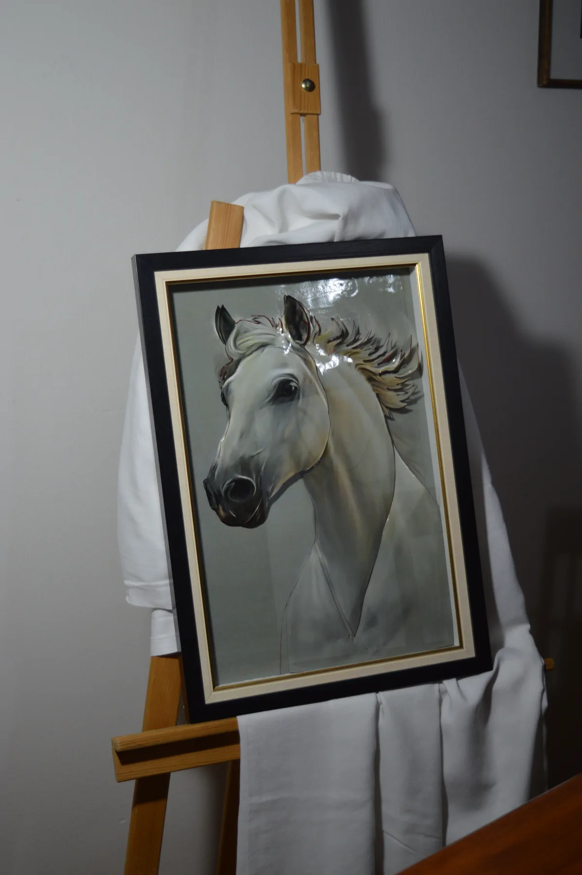 Framed horse paper relief artwork